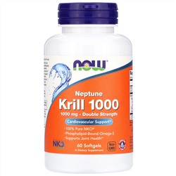 Now Foods, Крилевый жир Neptune Krill 1000, двойная эффективность, 1000 мг, 60 мягких желатиновых капсул