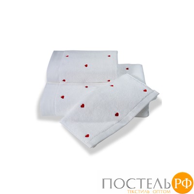 1018G11178100 Полотенце Soft cotton LOVE белый-красный 75X150