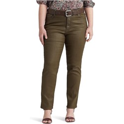LAUREN Ralph Lauren Plus Size Coated Mid-Rise Straight Ankle Jeans in Olive Fern Wash