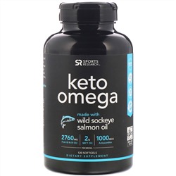 Sports Research, Keto Omega, кето омега с рыбьим жиром дикой красной нерки, 120 мягких таблеток