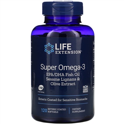 Life Extension, Super Omega-3, 120 Enteric Coated Softgels