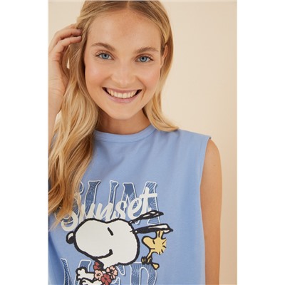 Pijama corto 100% algodón Snoopy azul