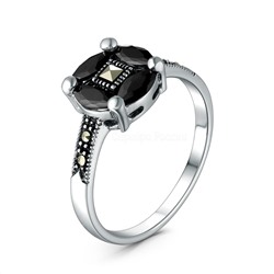 Кольцо из чернёного серебра с ониксом и марказитами GAR3300о