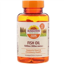 Sundown Naturals, Fish Oil, 1000 mg, 72 Softgels
