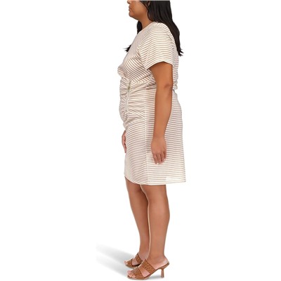 MICHAEL Michael Kors Plus Size Stripe Side Ruched Zip Dress