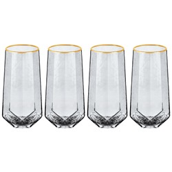 Набор 4 стаканов 400 мл 8*8*15 см "ICE CRYSTAL" графит, стекло (359-0704)