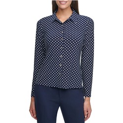 Tommy Hilfiger Long Sleeve Collared Dot Top