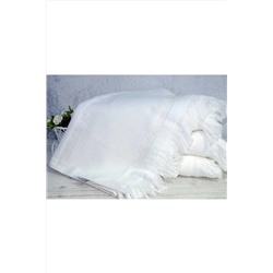 Fiesta Beyaz Etamin İşlemeli 6'lı Saçaklı Yüz Havlusu 50x90 cm. 015416231