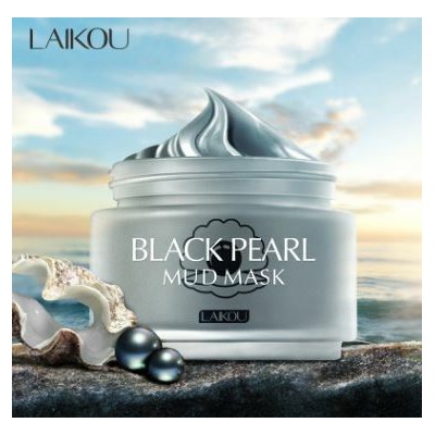 Sale! Laikou Очищающая,осветляющая маска для лица с минеральной вулканической грязью и жемчужным порошком,Black Pearl Mud Mask,85 гр.
