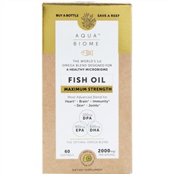 Enzymedica, Aqua Biome, Fish Oil, Maximum Strength, Lemon Flavor, 2,000 mg, 60 Softgels