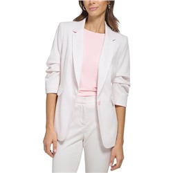 DKNY Ruched Sleeve One-Button Blazer