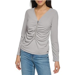 Calvin Klein Long Sleeve Ruched Zip Front