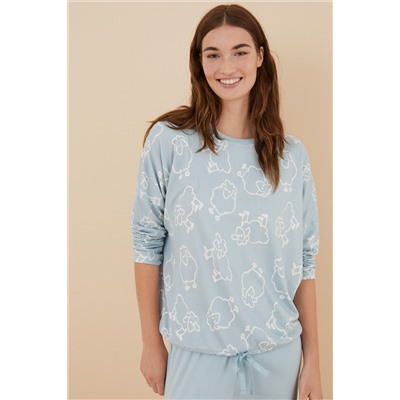 Pijama largo ovejas punto cálido azul