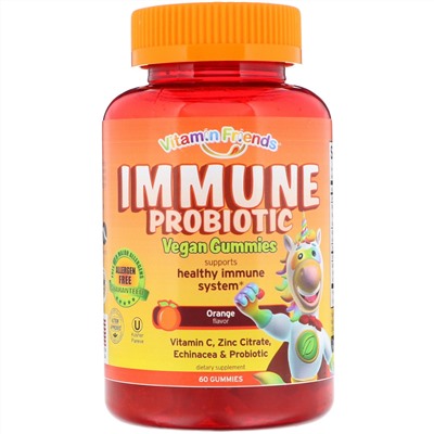 Vitamin Friends, Immune Probiotic Vegan Gummies, Orange Flavor, 60 Gummies