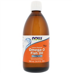 Now Foods, Омега-3 рыбий жир, с запахом лимона, 500 мл