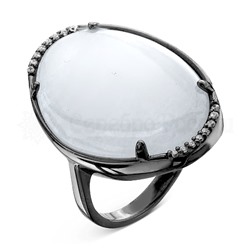 Кольцо из серебра с кварцем гт и фианитами родированное