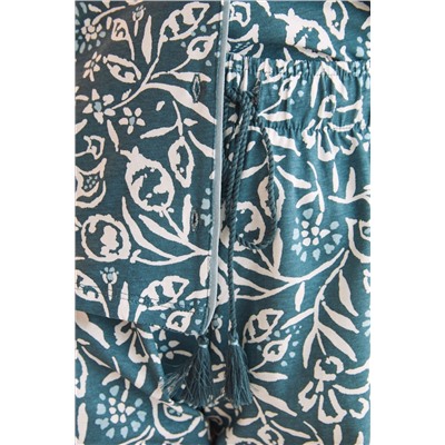 Pijama camisero 100% algodón Capri estampado flores