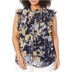 LAUREN Ralph Lauren Plus Size Floral Georgette Sleeveless Shirt