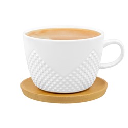 Чашка для капучино и кофе латте 500 мл "Ромбики" + дер. подстав