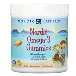 Nordic Naturals, Nordic Omega-3, жевательные конфеты со вкусом мандарина, 82 мг, 120 жевательных конфет