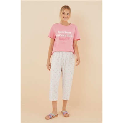 Pijama Capri 100% algodón rosa La Vecina Rubia