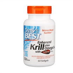 Doctor's Best, Enhanced Krill Plus Omega3s with Superba Krill, 60 гелевых капсул