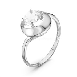 Кольцо из серебра с кварцем родированное