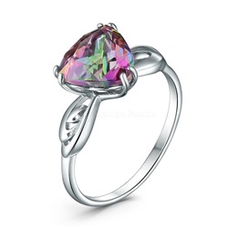 Кольцо из серебра с плавленым кварцем цвета мистик родированное 1-513р152