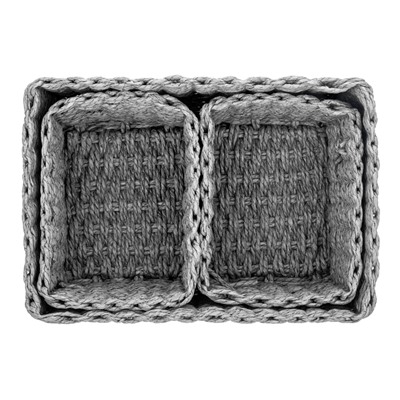 Набор 3 плетеных корзинок 28*22*14 см, серый