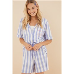 Pijama camisero corto 100% algodón lila La Vecina Rubia