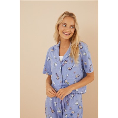 Pijama camisero 100% algodón Snoopy azul