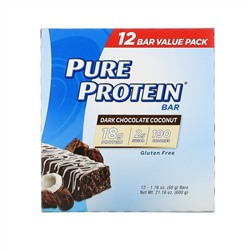 Pure Protein, Батончик из темного шоколада с кокосом, 12 батончиков, 50 г (1,76 унции) каждый