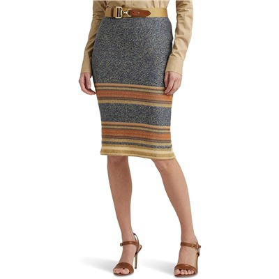 LAUREN Ralph Lauren Petite Striped Cotton-Linen Knit Pencil Skirt