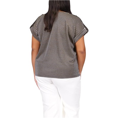 MICHAEL Michael Kors Plus Size Stripe Snap Epaulette T-Shirt