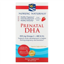 Nordic Naturals, Докозагексановая кислота для беременных, Клубника, 500 мг, 90 капсул