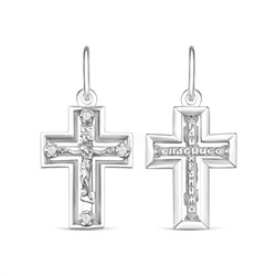 Крест из серебра с фианитами родированный - 2,7 см К3-563р200