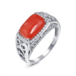 Кольцо из серебра с красным агатом и фианитами родированное К-3652рк410800н