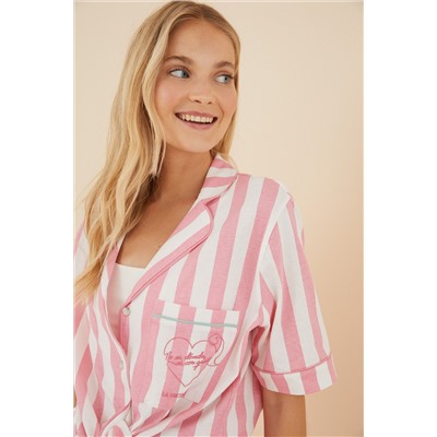 Pijama camisero corto 100% algodón rosa La Vecina Rubia