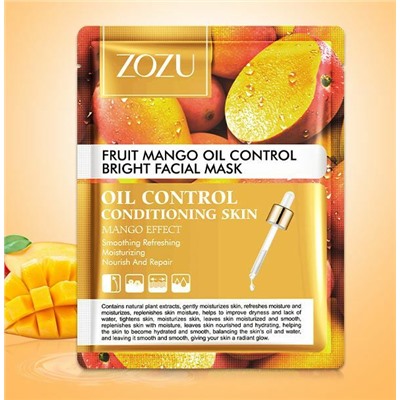 Zozu, Тонизирующая и себорегулирующая тканевая маска для лица с экстрактом манго, 25 гр.