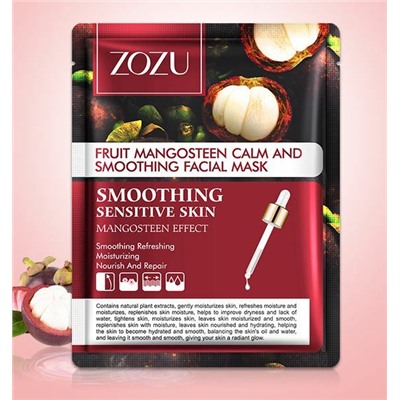 Zozu, Разглаживающая, успокаивающая тканевая маска для лица с экстрактом мангостина, 25 гр.