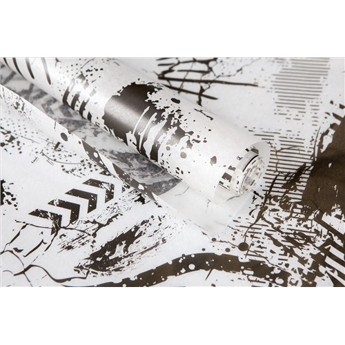 Силиконизированная бумага для выпечки с рисунком "Гранж черное серебро" (рулон 10м)